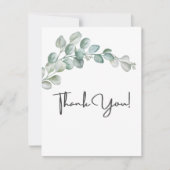 Rustic Watercolor Eucalyptus Greenery Wedding サンキューカード (正面)