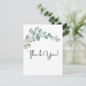 Rustic Watercolor Eucalyptus Greenery Wedding サンキューカード (スタンド正面)