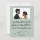 Rustic Watercolor Eucalyptus Greenery Wedding サンキューカード (裏面)
