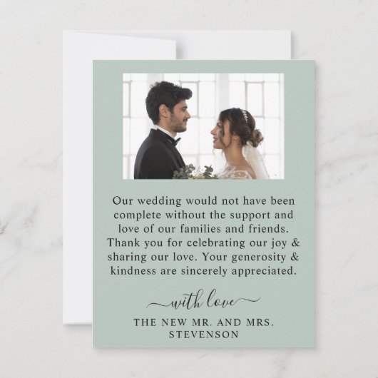 Rustic Watercolor Eucalyptus Greenery Wedding サンキューカード (裏面)