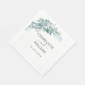 Rustic Watercolor Eucalyptus Greenery Wedding スタンダードランチョンナプキン (角)
