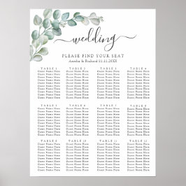 Rustic Watercolor Eucalyptus Greenery Wedding ポスター
