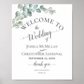Rustic Watercolor Eucalyptus Greenery Wedding ポスター (正面)