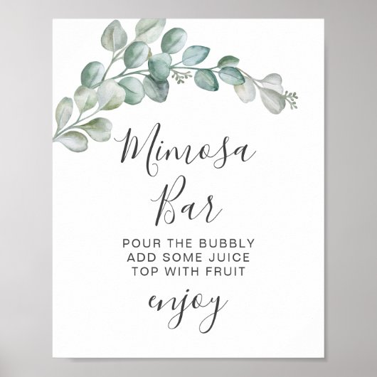 Rustic Watercolor Eucalyptus Greenery Wedding ポスター (正面)