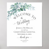 Rustic Watercolor Eucalyptus Greenery Wedding ポスター (正面)
