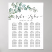 Rustic Watercolor Eucalyptus Greenery Wedding ポスター (正面)