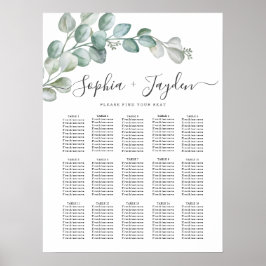 Rustic Watercolor Eucalyptus Greenery Wedding ポスター