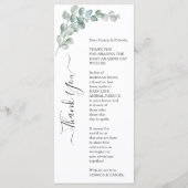 Rustic Watercolor Eucalyptus Greenery Wedding メニュー (裏面)