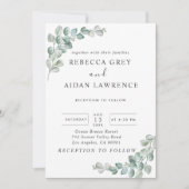 Rustic Watercolor Eucalyptus Greenery Wedding 招待状 (正面)