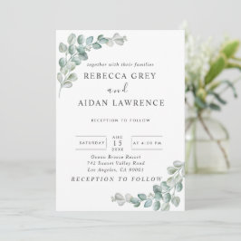 Rustic Watercolor Eucalyptus Greenery Wedding 招待状