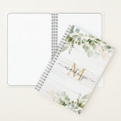 Rustic Watercolor Eucalyptus Monogram ノートブック (内側)