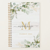 Rustic Watercolor Eucalyptus Monogram プランナー手帳 (正面)