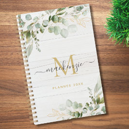Rustic Watercolor Eucalyptus Monogram プランナー手帳