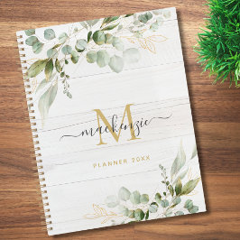Rustic Watercolor Eucalyptus Monogram プランナー手帳