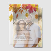 Rustic Watercolor Fall Leaves Celebration of Life ベラム紙招待状 (オフセット (カップル))