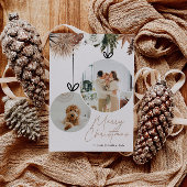 Rustic Watercolor Family Photo Christmas シーズンカード