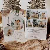Rustic Watercolor Family Photo Christmas シーズンカード
