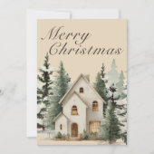 Rustic Watercolor Farmhouse Christmas Photo シーズンカード (正面)