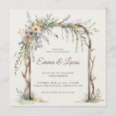 Rustic Watercolor Floral Arch Wedding Invitation 招待状 (正面)