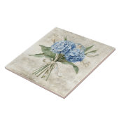 Rustic Watercolor Floral Blue Hydrangea  タイル (側面)