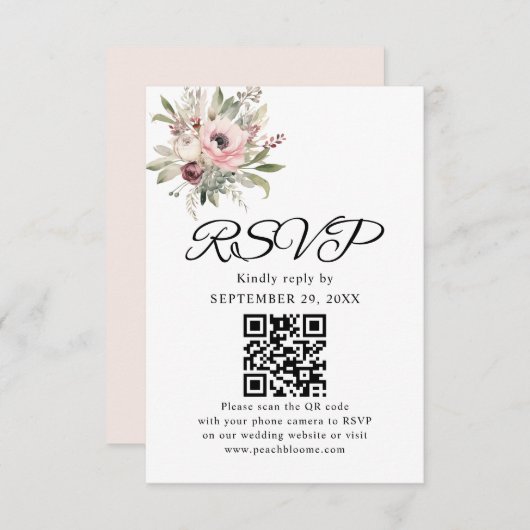 rustic watercolor floral bouquet 出欠カード (正面/裏面)