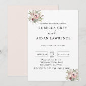 rustic watercolor floral bouquet 招待状 (正面/裏面)