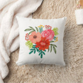 Rustic Watercolor Floral Christmas  クッション (ブランケット)