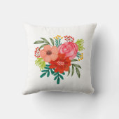 Rustic Watercolor Floral Christmas  クッション (裏面)