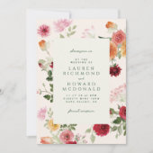 Rustic Watercolor Floral Sage Green Garden Wedding 招待状 (正面)