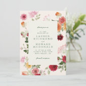 Rustic Watercolor Floral Sage Green Garden Wedding 招待状 (スタンド正面)