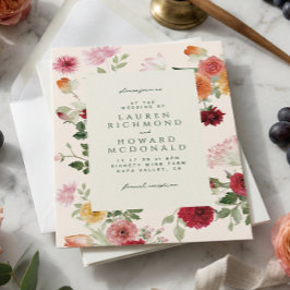 Rustic Watercolor Floral Sage Green Garden Wedding 招待状