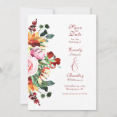 Rustic Watercolor Floral Save the Date Wedding  招待状 (正面)