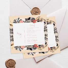 Rustic Watercolor Floral Wedding Details Info エンクロージャーカード