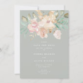 Rustic Watercolor Florals on Sage Green Photo セーブザデート (正面)
