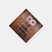 Rustic watercolor flowers on barn wood Wedding スタンダードカクテルナプキン (角)