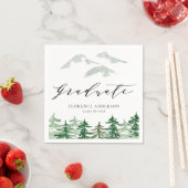 Rustic Watercolor Forest Woodland Graduation スタンダードカクテルナプキン (インサイチュ)