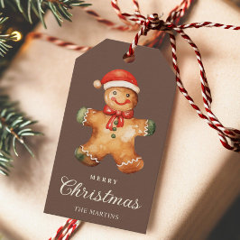 Rustic Watercolor Gingerbread Man Christmas  ギフトタグ
