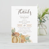 Rustic Watercolor Give Thanks Thanksgiving Dinner 招待状 (スタンド正面)