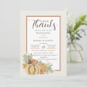 Rustic Watercolor Give Thanks Thanksgiving Dinner 招待状 (スタンド正面)