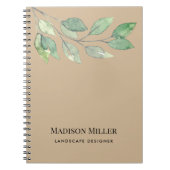 Rustic Watercolor Greenery ノートブック (正面)