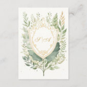 Rustic Watercolor Greenery Wedding Details エンクロージャーカード (正面)