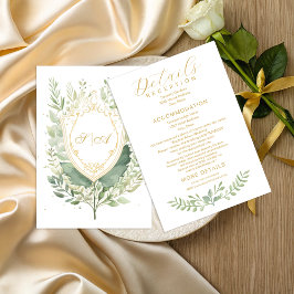 Rustic Watercolor Greenery Wedding Details エンクロージャーカード