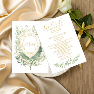 Rustic Watercolor Greenery Wedding Details エンクロージャーカード