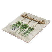 Rustic Watercolor Hanging Herbs with Twine Design タイル (側面)