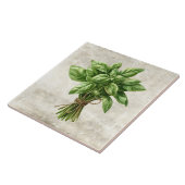 Rustic Watercolor Herbs Basil with Twine Design タイル (側面)