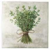 Rustic Watercolor Herbs with Twine Design タイル (正面)
