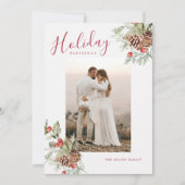 Rustic Watercolor Holiday Blessings Photo Card シーズンカード (正面)