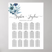 Rustic Watercolor Illustration Blue Floral Bouquet ポスター (正面)