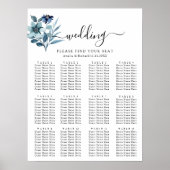 Rustic Watercolor Illustration Blue Floral Bouquet ポスター (正面)