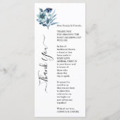 Rustic Watercolor Illustration Blue Floral Bouquet メニュー (裏面)